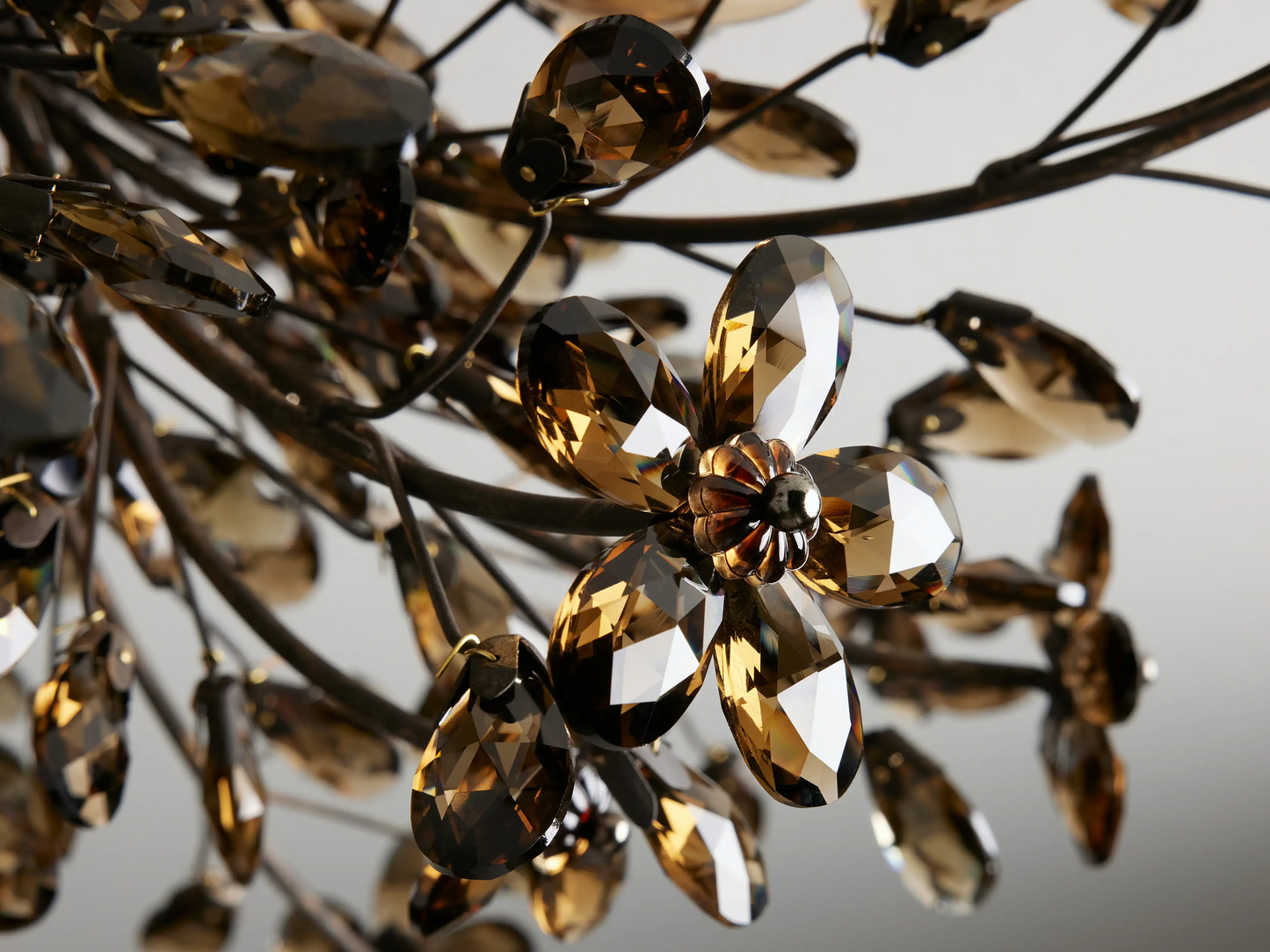 Crystal Floral Chandelier 28" 4-Light E12 Iron Ceiling Fixture