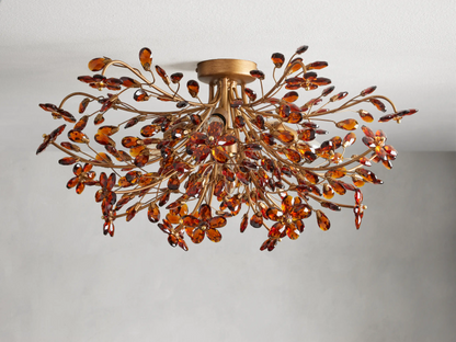 Crystal Floral Chandelier 28" 4-Light E12 Iron Ceiling Fixture