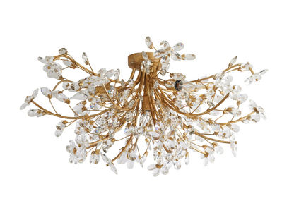 Crystal Floral Chandelier 28" 4-Light E12 Iron Ceiling Fixture