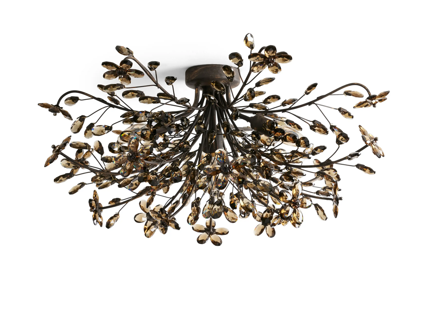 Crystal Floral Chandelier 28" 4-Light E12 Iron Ceiling Fixture