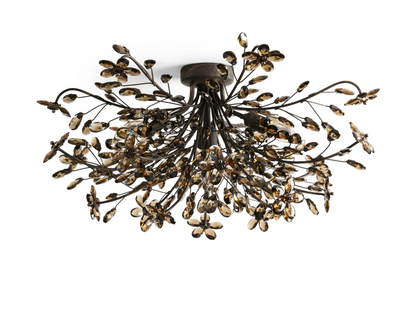 Crystal Floral Chandelier 28" 4-Light E12 Iron Ceiling Fixture