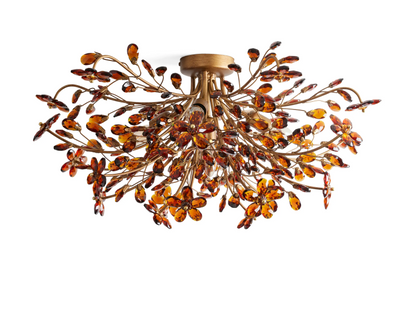 Crystal Floral Chandelier 28" 4-Light E12 Iron Ceiling Fixture