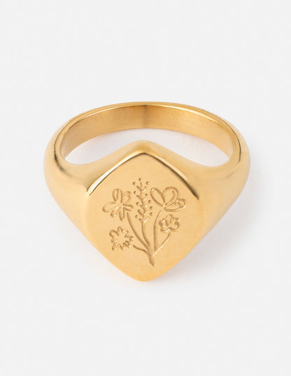 Bague Sceau Fleurie