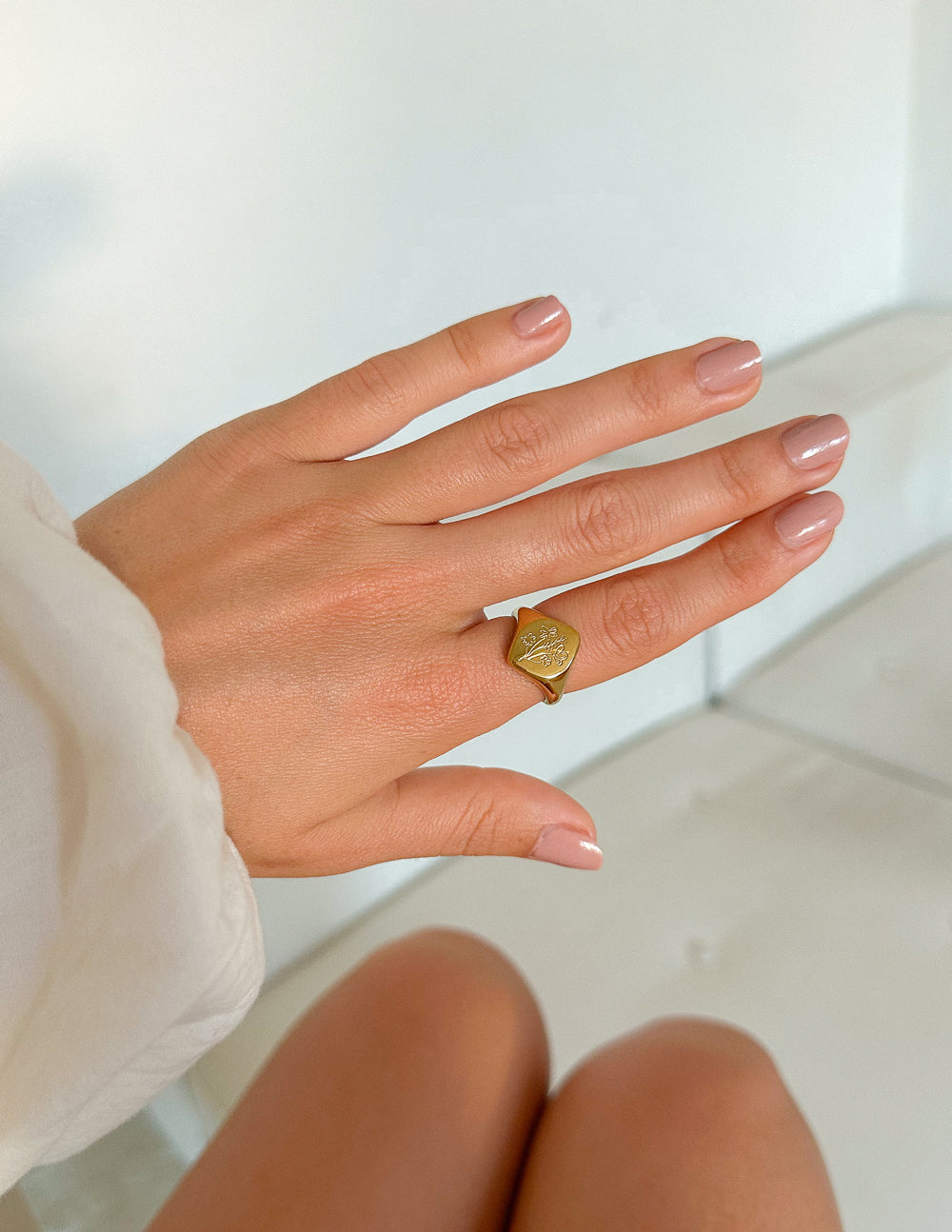 Bague Sceau Fleurie