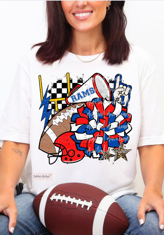 Rams - T-shirt, sweat-shirt ou hoodie de football rouge et bleu