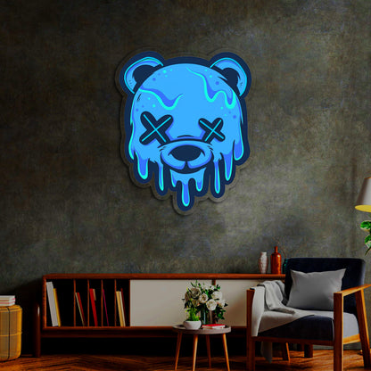 Neon Sign Bear Uv Print Neon , Custom logo sign, Bear wall art, Neon Sign Custom