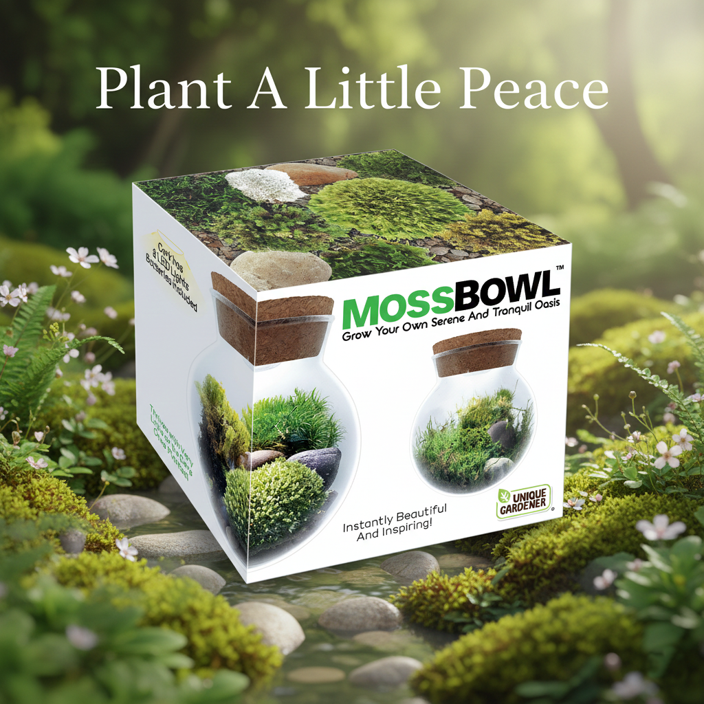 MossBowl- Grow Your Own Beautiful Moss Garden, Complete Kit Come with 3 Mosses!
