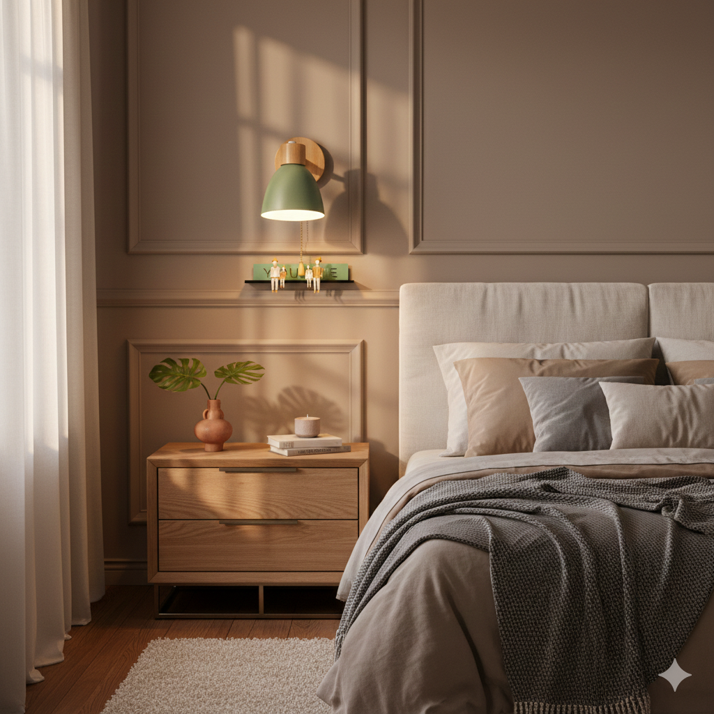 Modern Minimalist Wooden Cone Wall Sconce LED E27 Wall Light