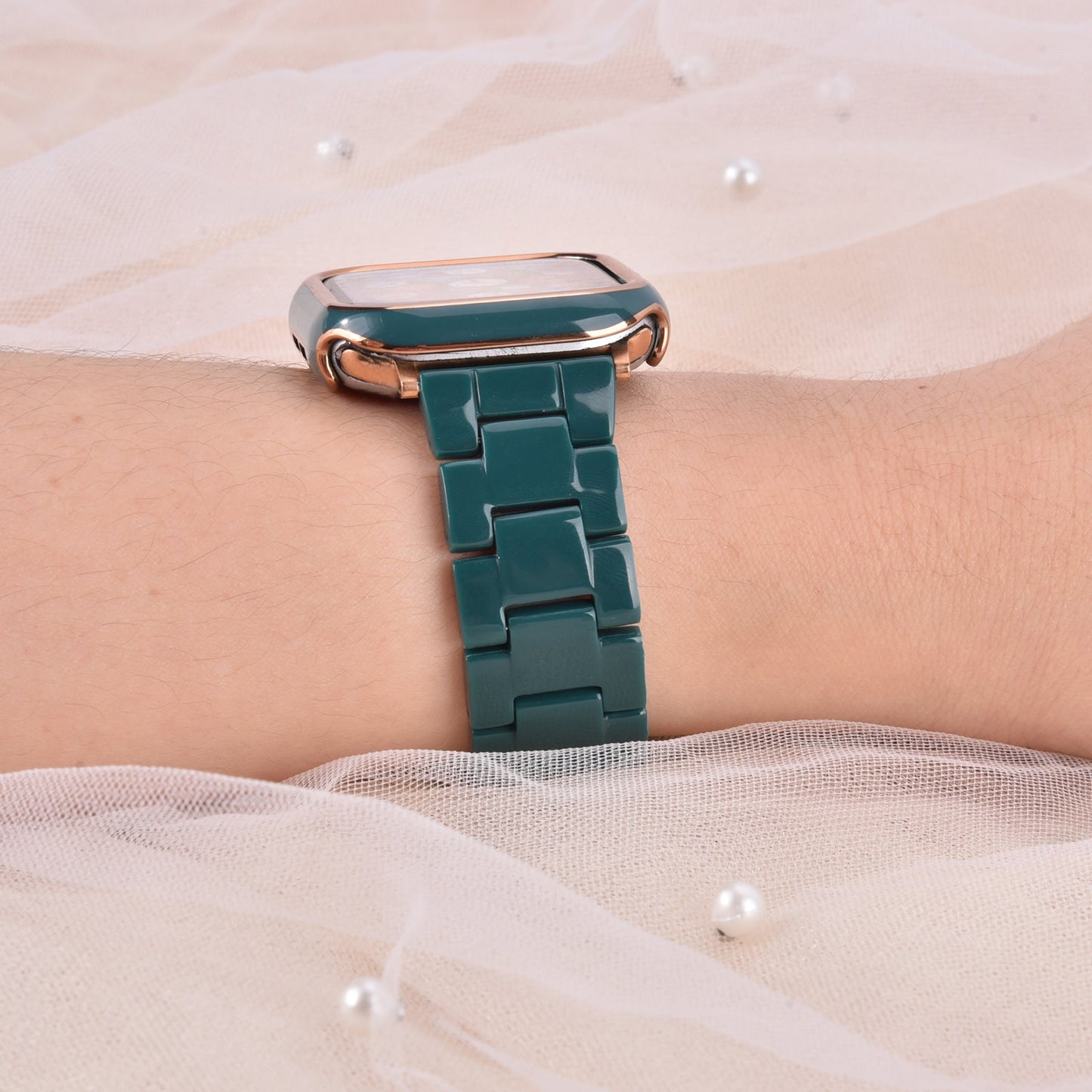 Bracelet en résine avec étui pare-chocs pour Apple Watch 40mm et 44mm