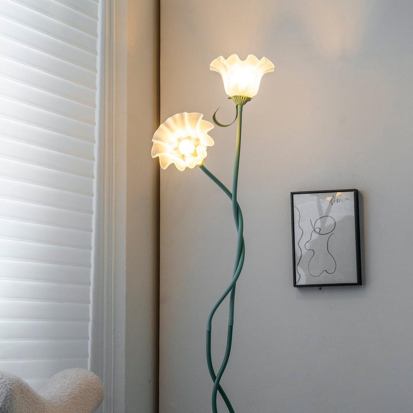 Calla Flower Floor Lamp Matte Green Floral Standing Light