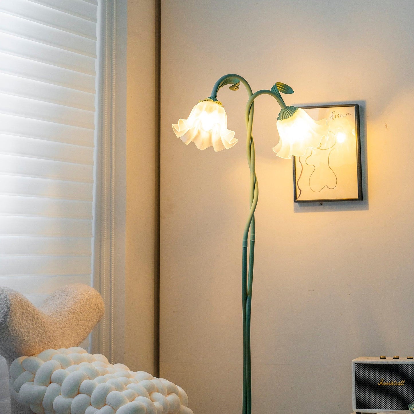 Calla Flower Floor Lamp Matte Green Floral Standing Light