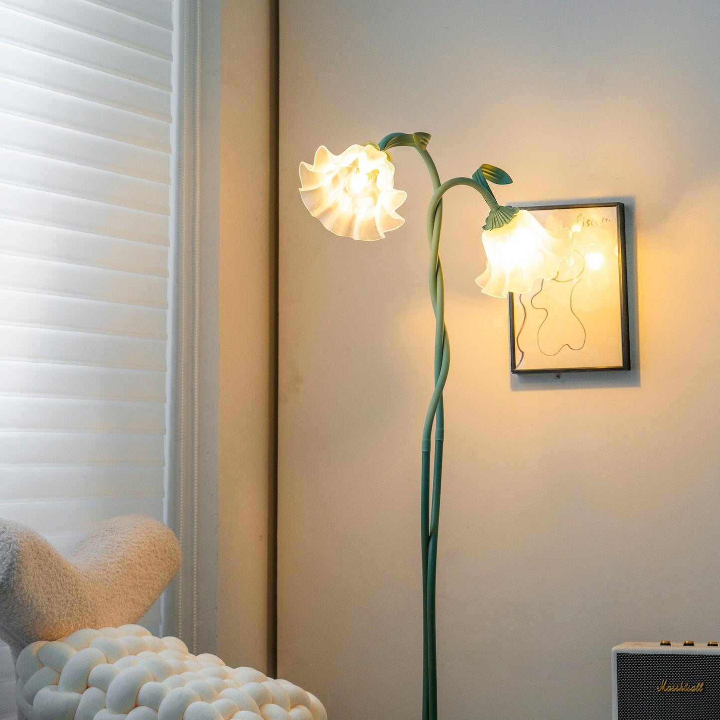 Calla Flower Floor Lamp Matte Green Floral Standing Light