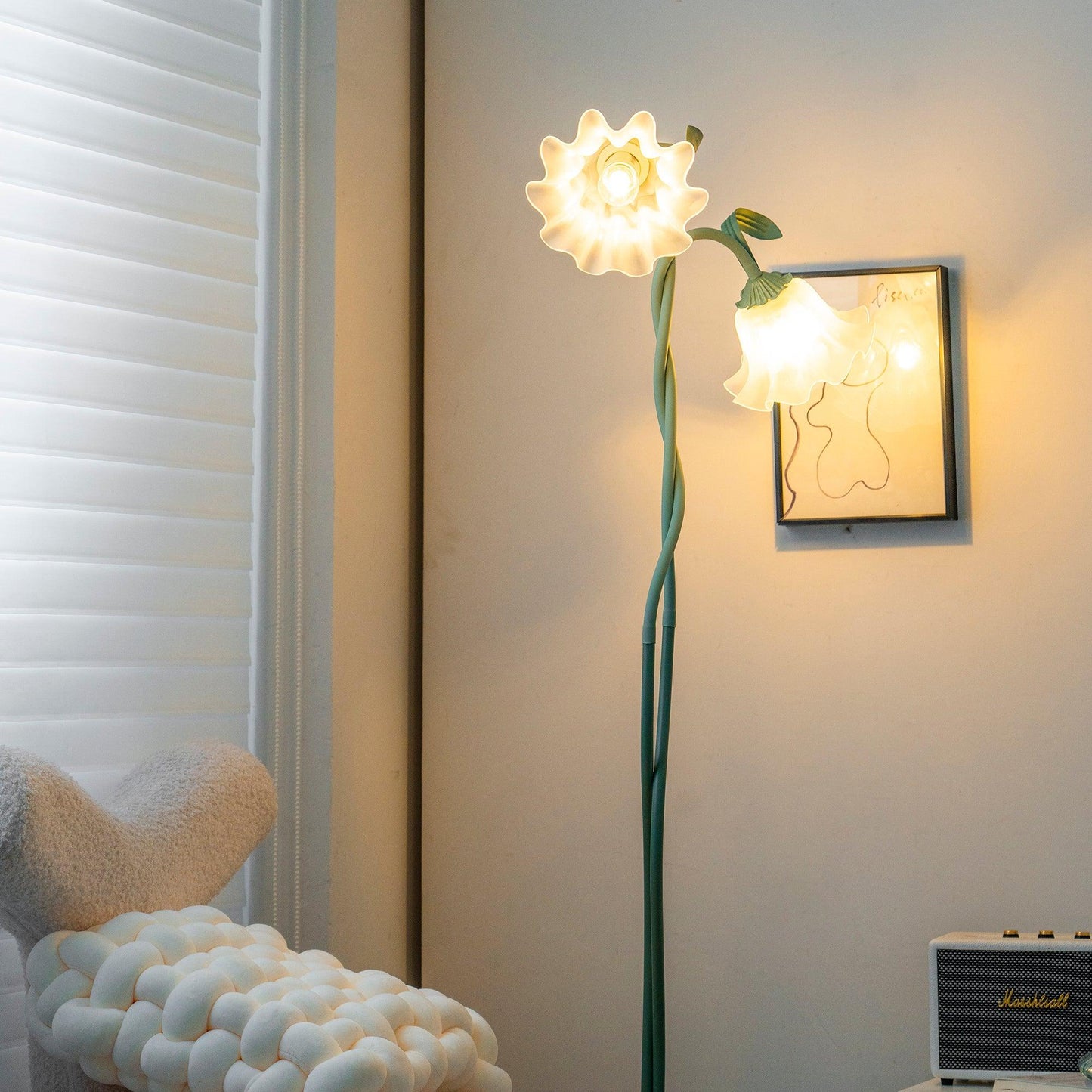 Calla Flower Floor Lamp Matte Green Floral Standing Light