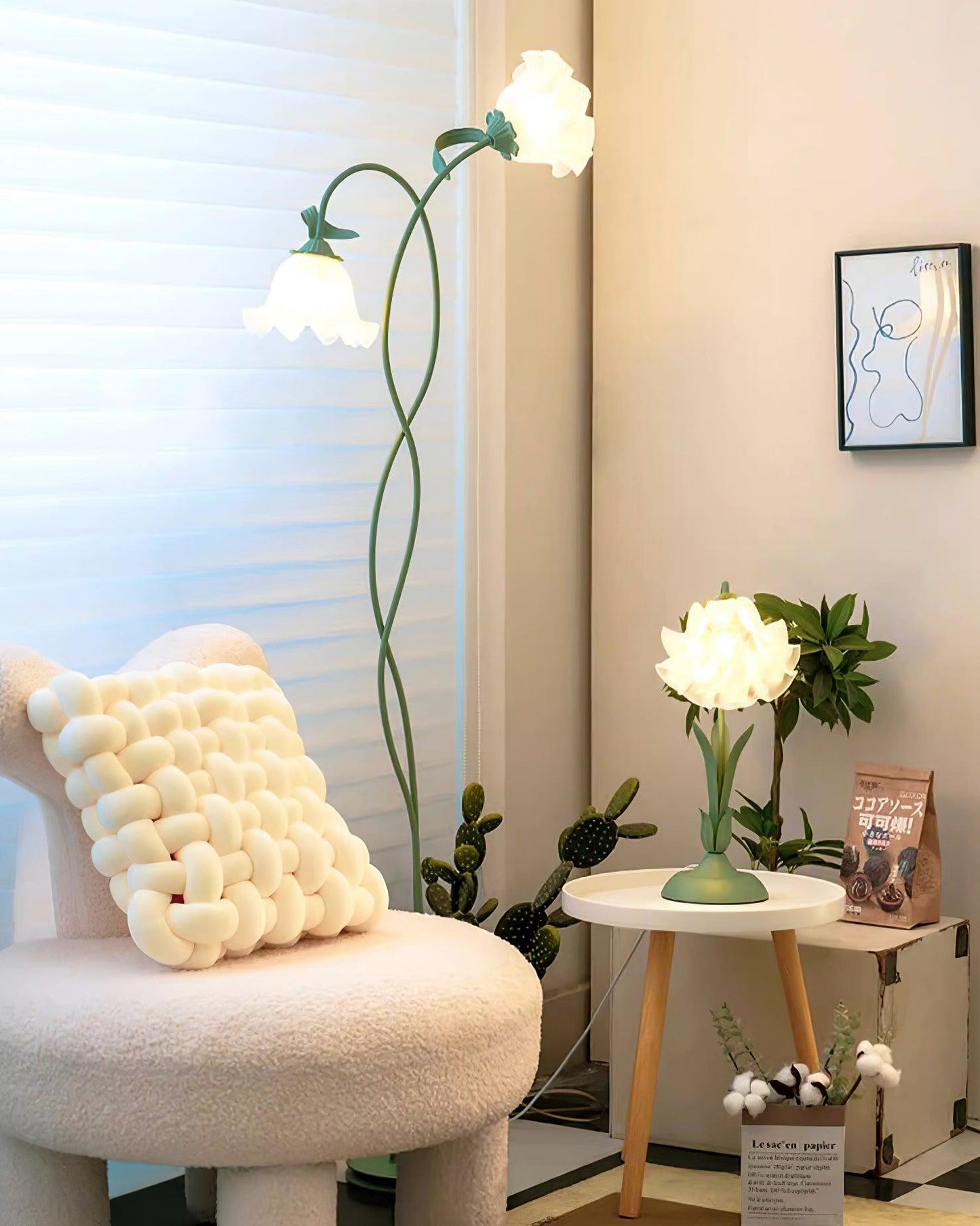 Calla Flower Floor Lamp Matte Green Floral Standing Light