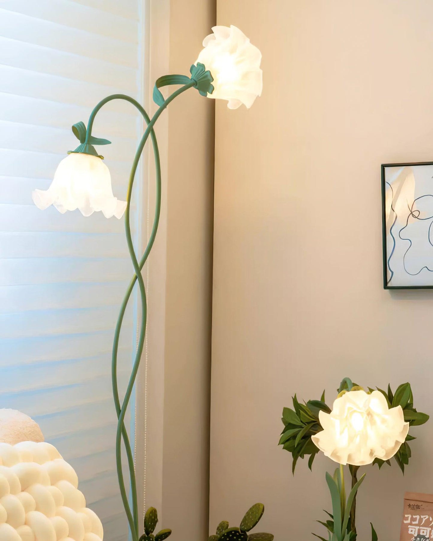 Calla Flower Floor Lamp Matte Green Floral Standing Light