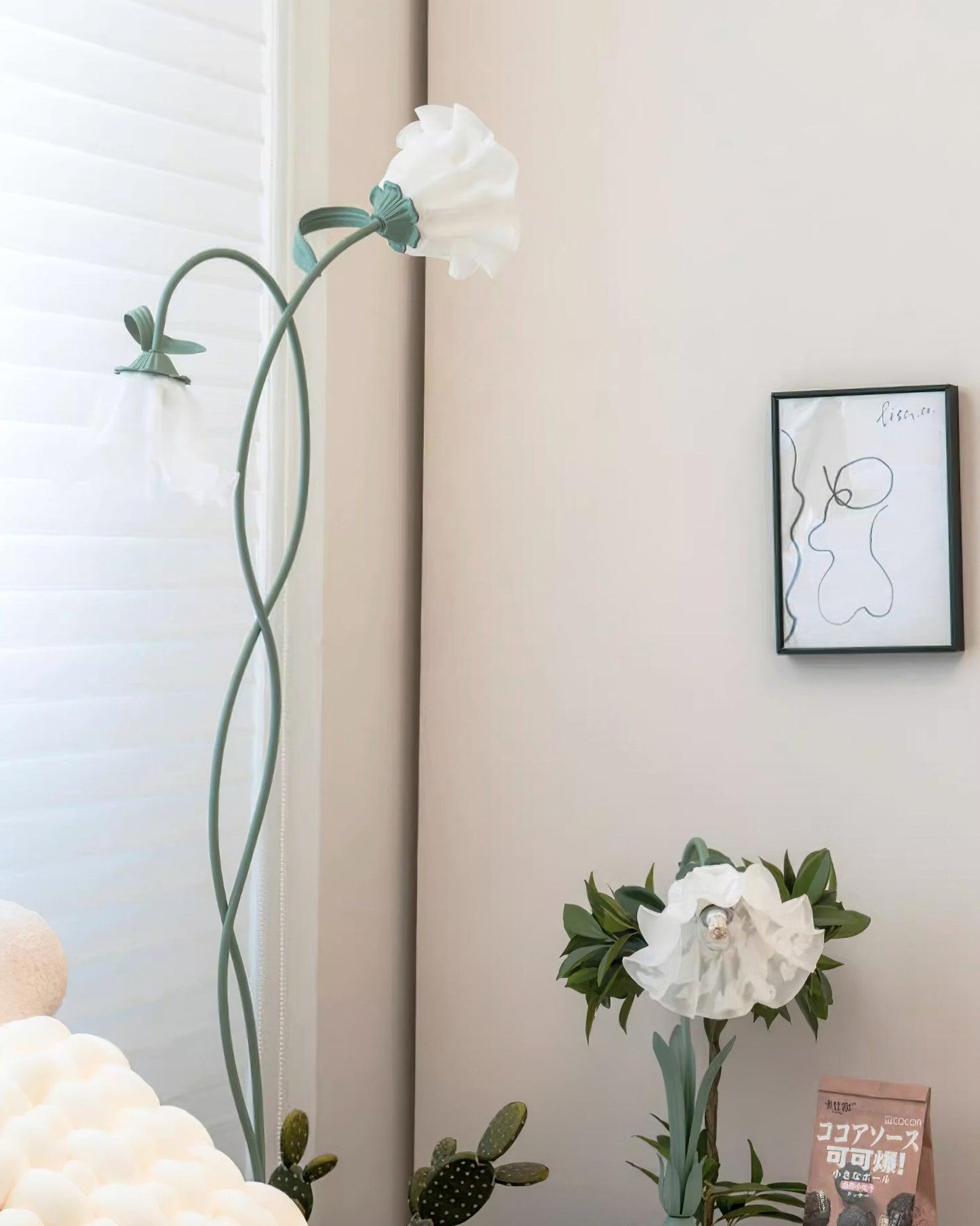 Calla Flower Floor Lamp Matte Green Floral Standing Light