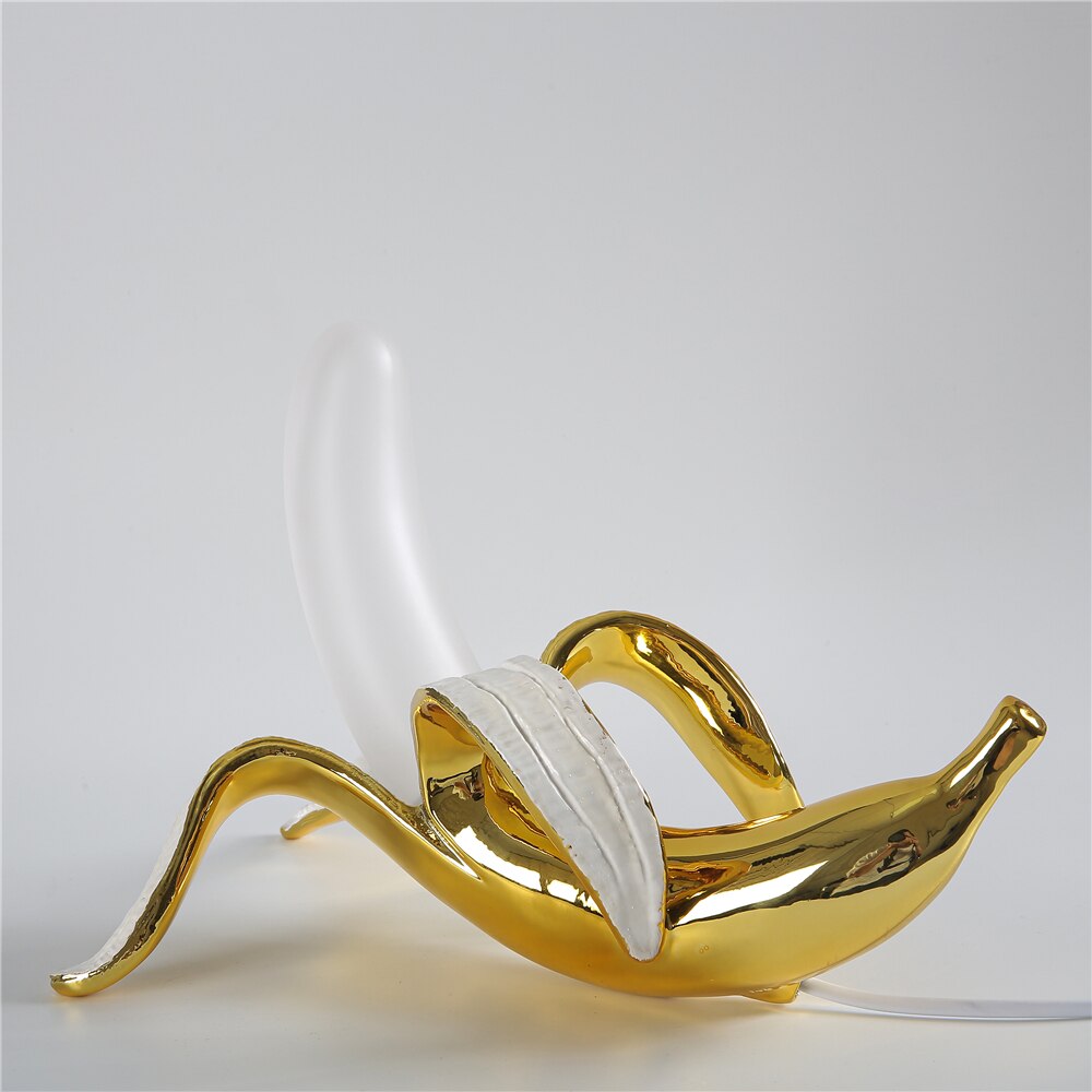 Banana Table Lamp Art Deco Brass Chrome Accent Light