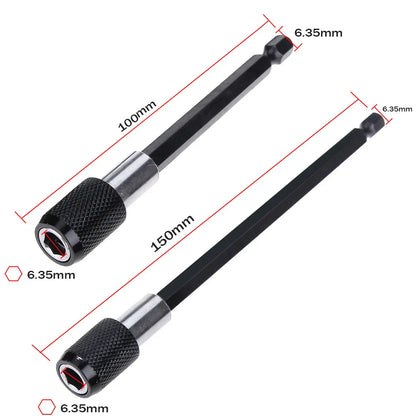 1/4 Inch Hex Shank Quick Release Screwdriver Bit Holder Extension Bar | 60mm 100mm 150mm