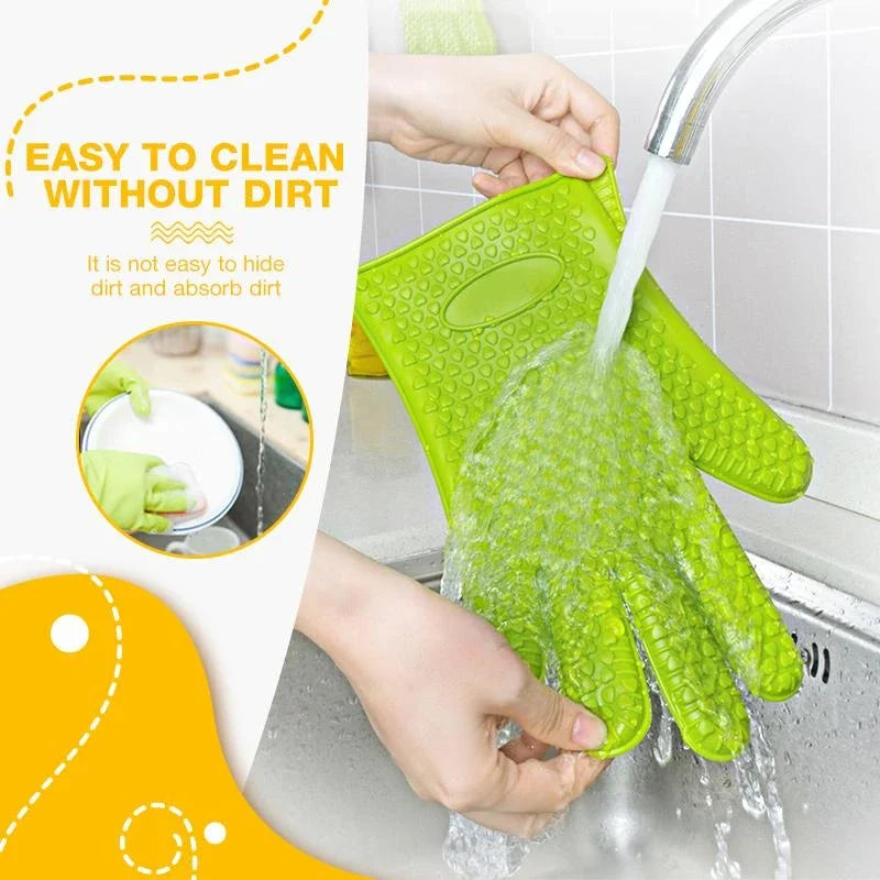 Manique en silicone | Gants résistants à la chaleur avec protection complète des doigts et des poignets