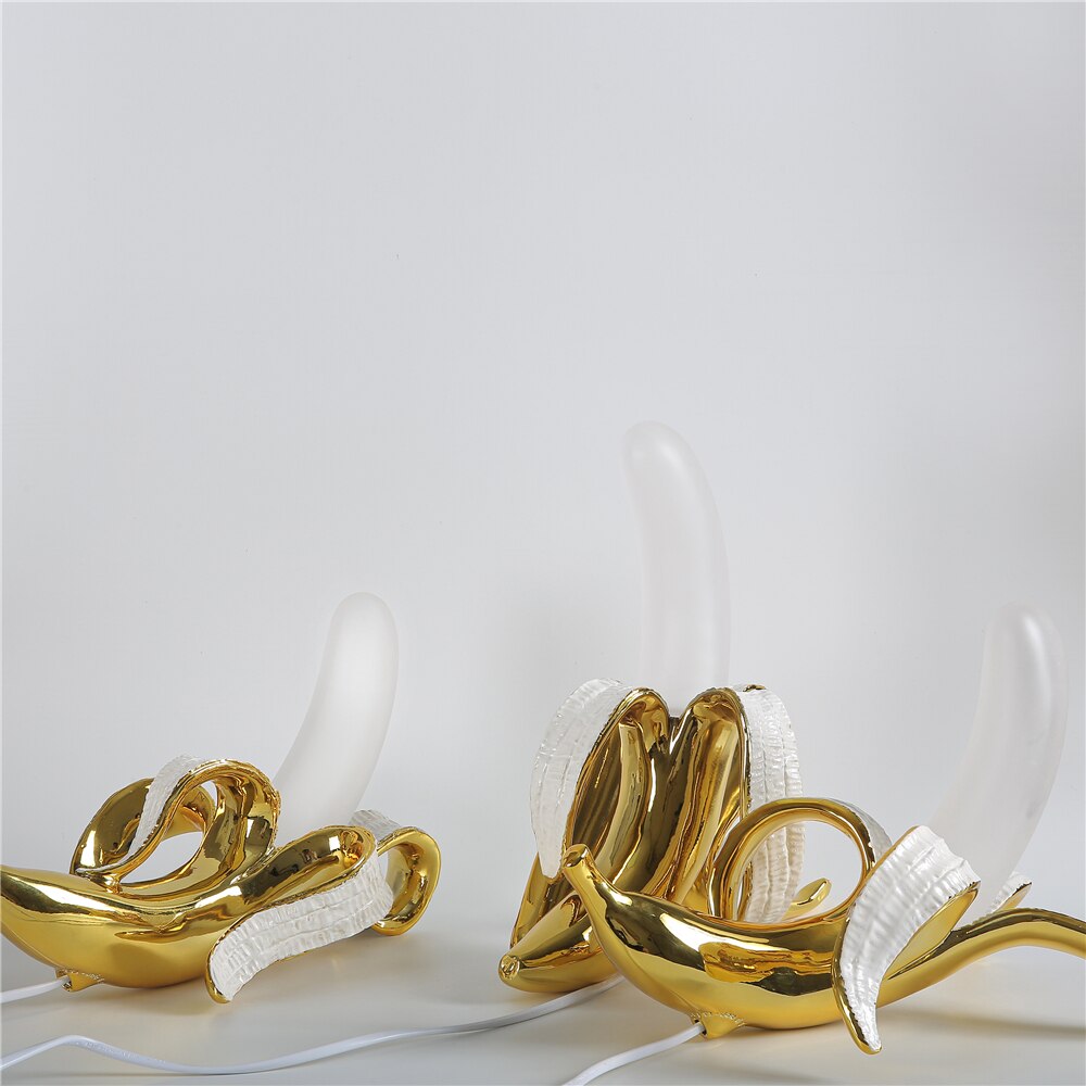 Banana Table Lamp Art Deco Brass Chrome Accent Light