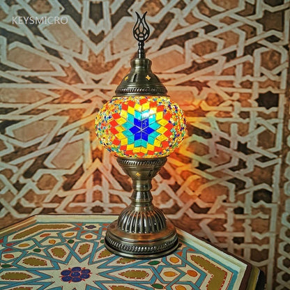 Turkish Mosaic Table Lamp Handcrafted Stained Glass Vintage Romantic Bedside Light