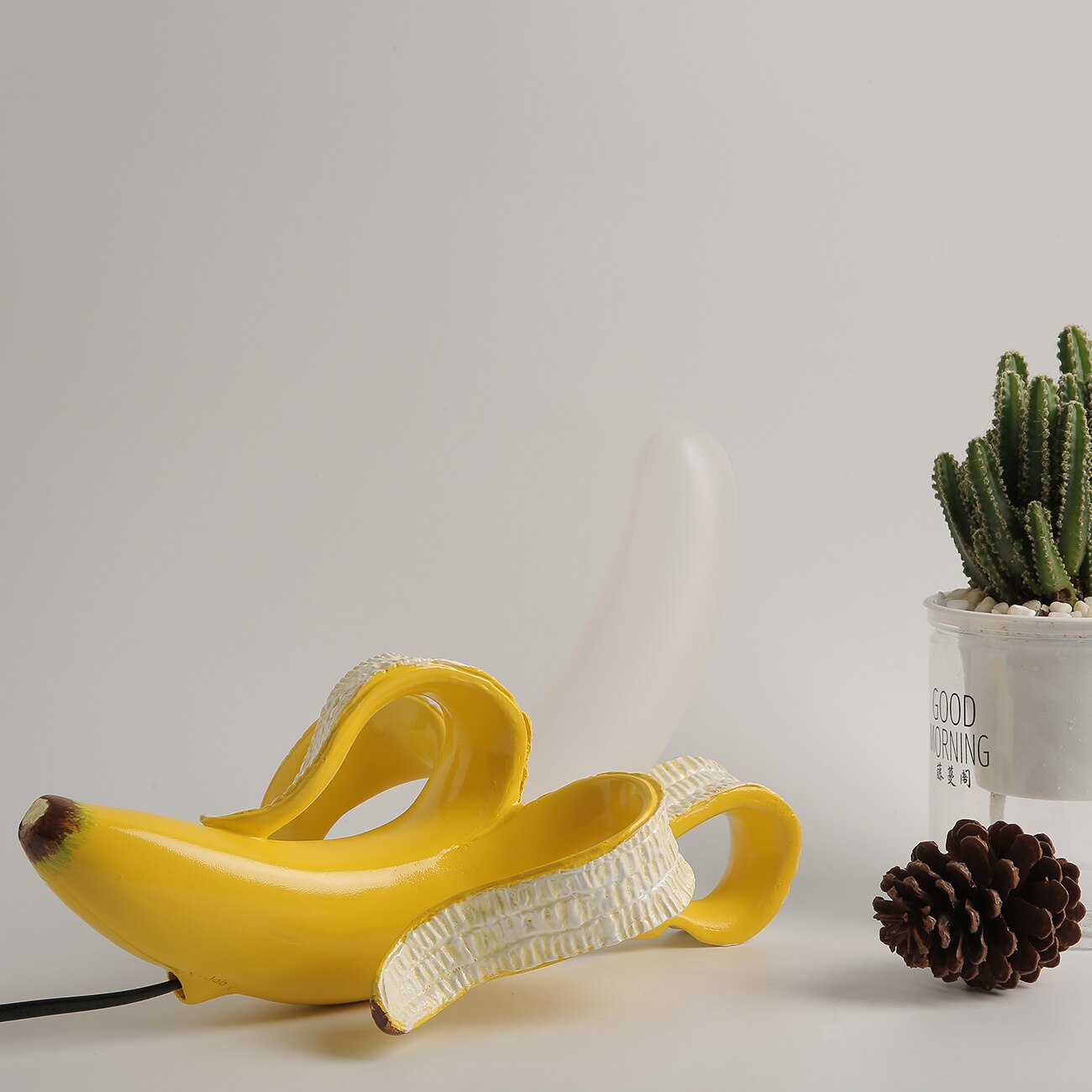Banana Table Lamp Art Deco Brass Chrome Accent Light