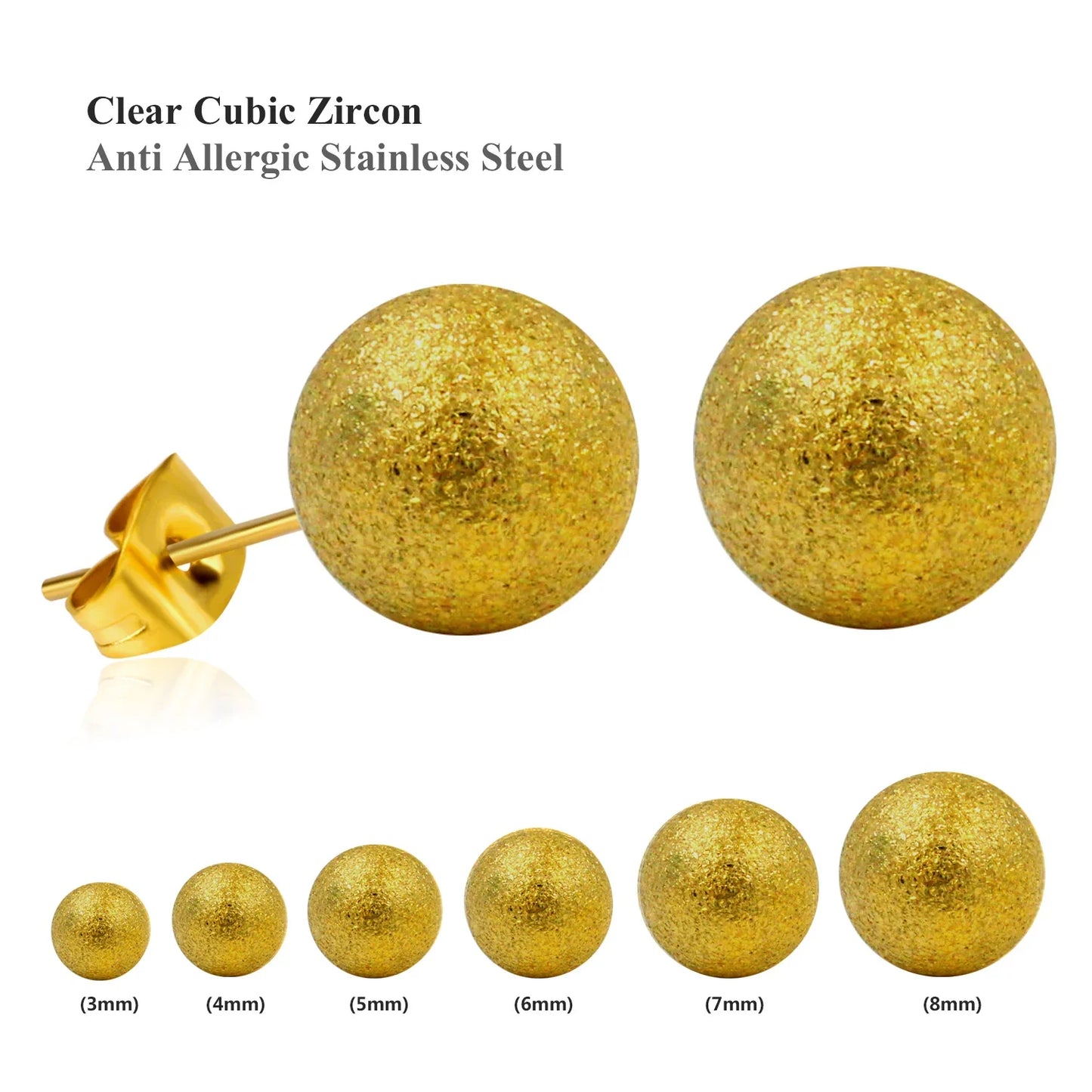 Stainless Steel Ball Stud Earrings Set 6 Pairs | Minimalist Round Clip Earrings for Women Girls