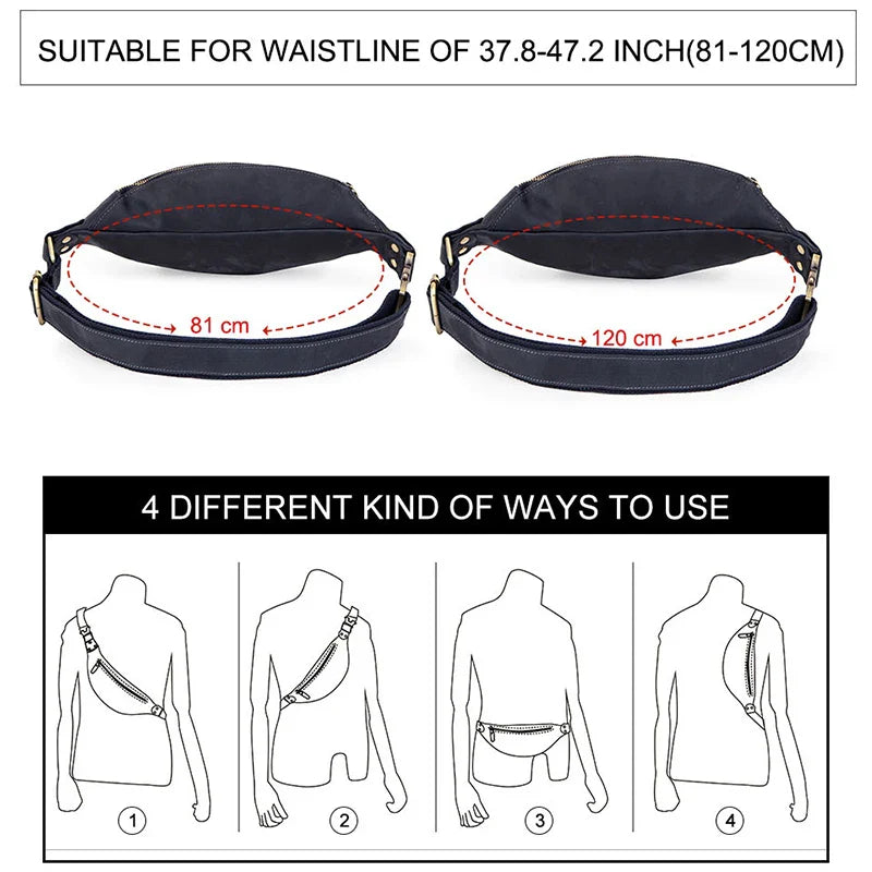 CONTACT'S 100% Genuine Crazy Horse Leather Fanny Pack