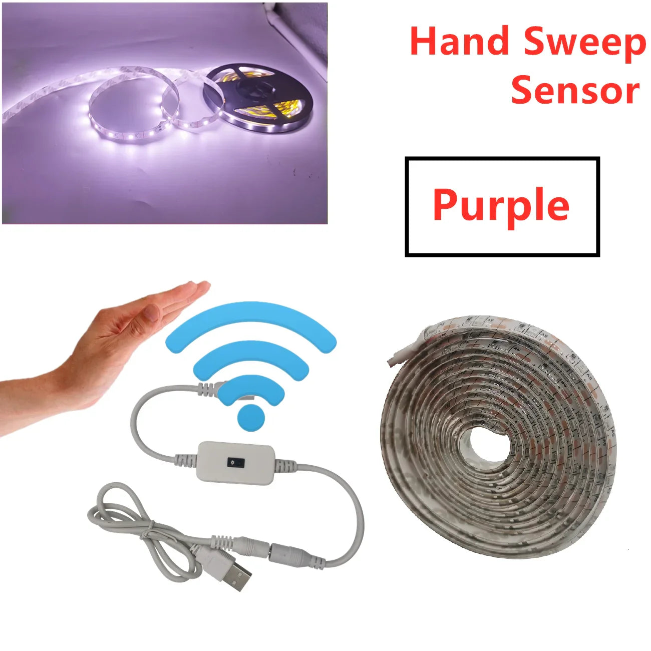 USB Motion Sensor LED Strip Light | Hand Wave Control for TV Kitchen