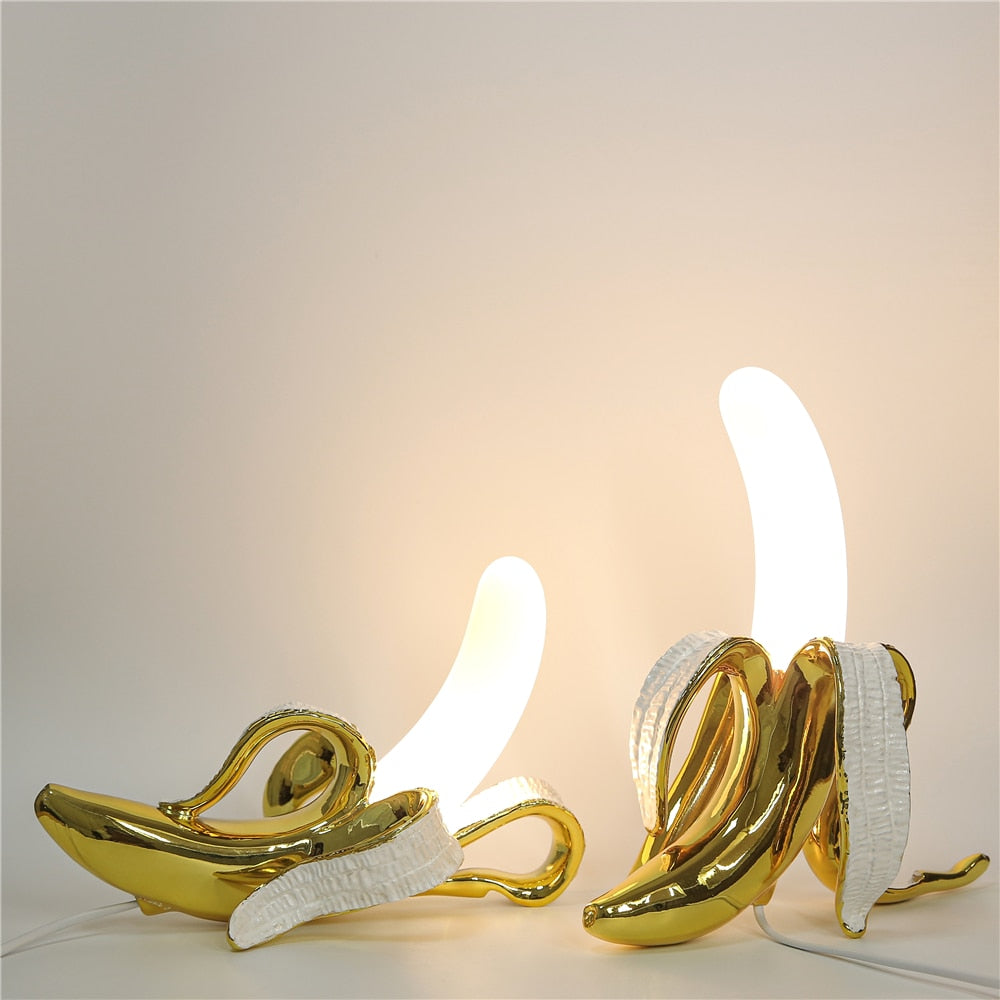 Banana Table Lamp Art Deco Brass Chrome Accent Light