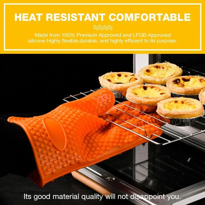 Manique en silicone | Gants résistants à la chaleur avec protection complète des doigts et des poignets