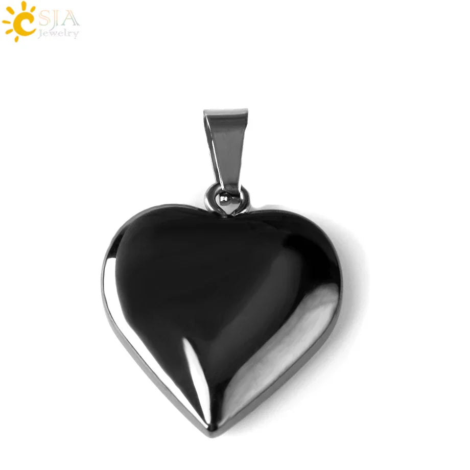 Natural Stone Heart Pendant Necklace | Crystal Healing Jewelry for Women