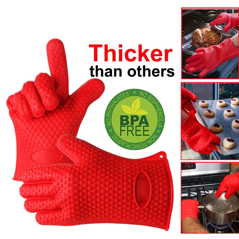 Manique en silicone | Gants résistants à la chaleur avec protection complète des doigts et des poignets