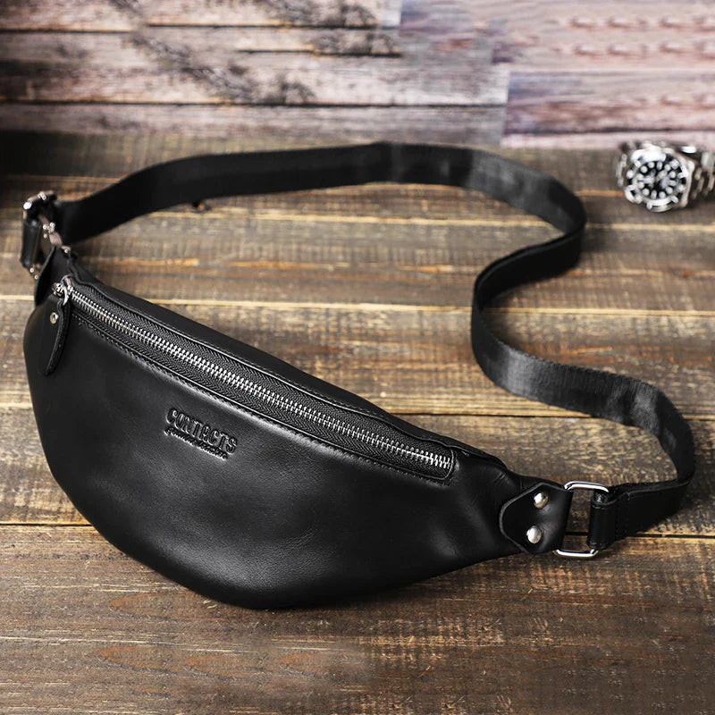 CONTACT'S 100% Genuine Crazy Horse Leather Fanny Pack