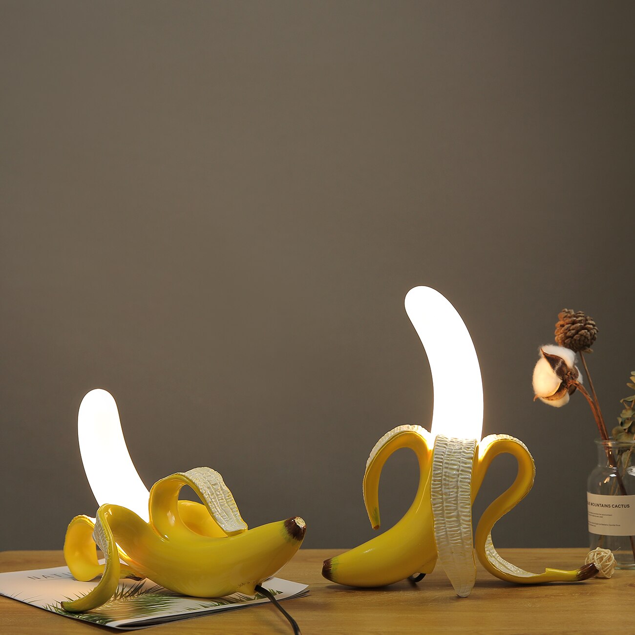 Banana Table Lamp Art Deco Brass Chrome Accent Light
