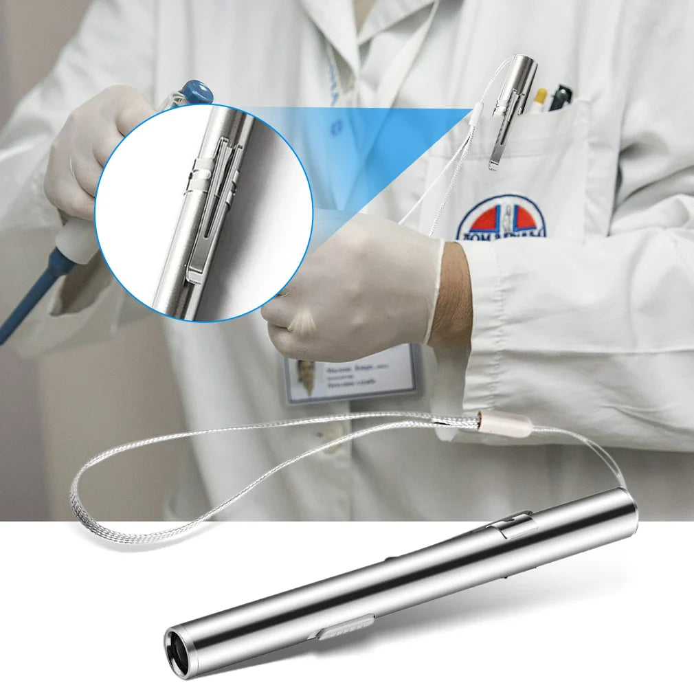 USB Rechargeable Pen Light | Medical Mini LED Flashlight with Clip