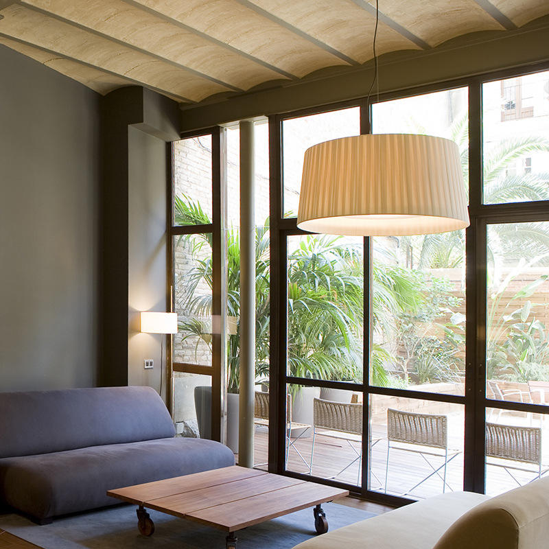 Suspension tambour en soie 19, luminaire 3 lumières E26 en laiton bronze