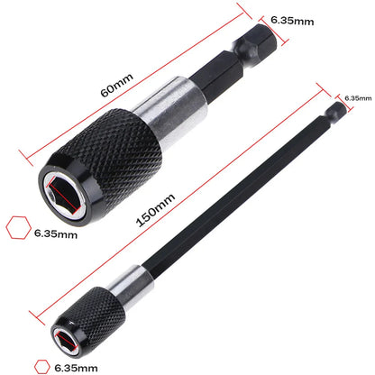 1/4 Inch Hex Shank Quick Release Screwdriver Bit Holder Extension Bar | 60mm 100mm 150mm