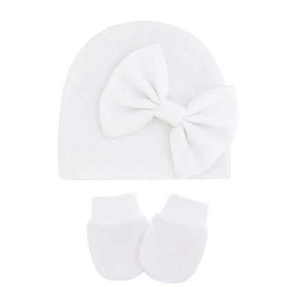 Newborn Baby Girl Hat and Gloves Set | Cotton Beanie for Infant Toddler