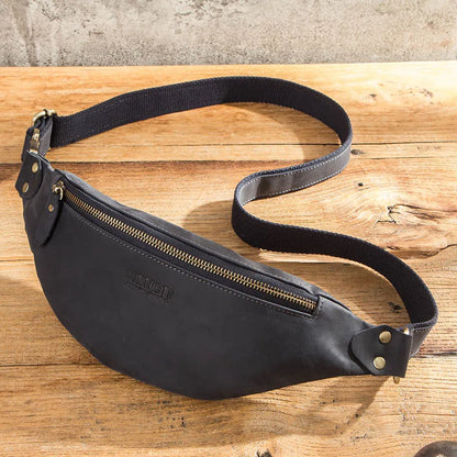 CONTACT'S 100% Genuine Crazy Horse Leather Fanny Pack