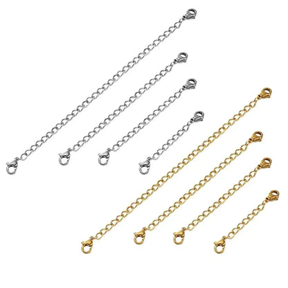 10pcs Stainless Steel Extender Chains for Necklace Bracelet | Adjustable Lobster Clasp Extension Links Set