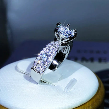 925 Sterling Silver Six-Claw Zircon Ring | Cocktail Party Jewelry for Women