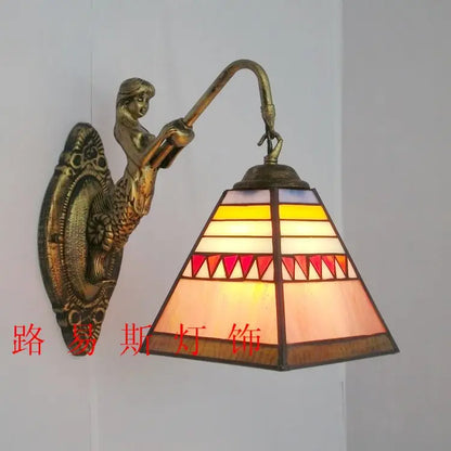 Applique murale LED de 6" de style Tiffany, en verre de sirène, pour chambre à coucher, salon, coiffeuse.