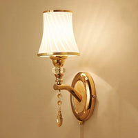 Nordic LED Wall Sconce with Switch Glass Shade Bedroom Bedside Living Room