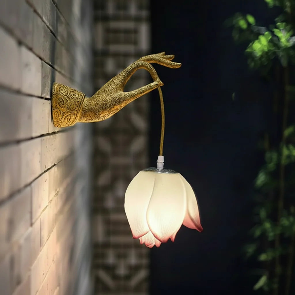 Modern Chinese Lotus Wall Lamp Creative Corridor Hallway Teahouse Art Decor Light