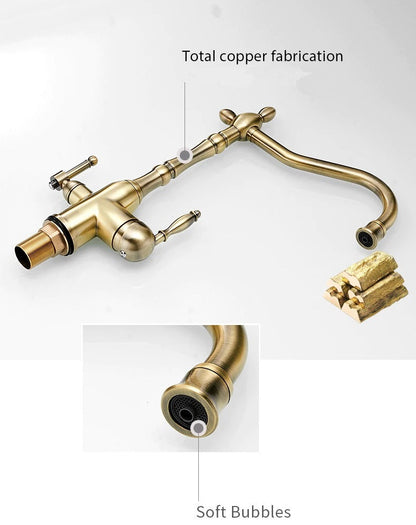 Galileo Galilei Swivel Spout Single-Hole Dual-Handle Kitchen Sink Faucet