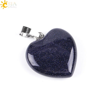 Natural Stone Heart Pendant Necklace | Crystal Healing Jewelry for Women