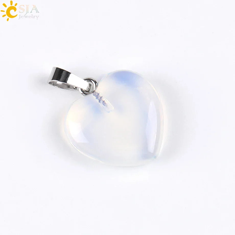 Natural Stone Heart Pendant Necklace | Crystal Healing Jewelry for Women