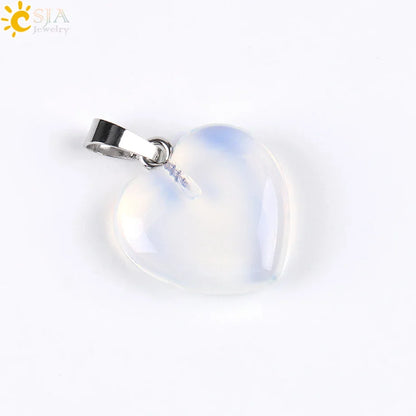 Natural Stone Heart Pendant Necklace | Crystal Healing Jewelry for Women