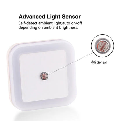 Wireless Sensor LED Night Light | Mini Square Plug-in Lamp for Baby, Kids, Living Room